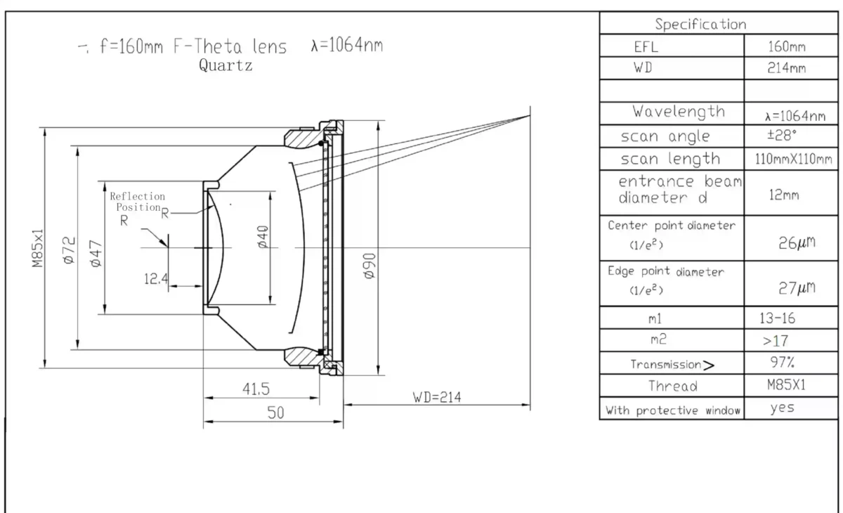 LazerKart Quattz M85 Fiber Laser F-Theta Scan Lens For 100W Fiber Laser Engraver - Image 5